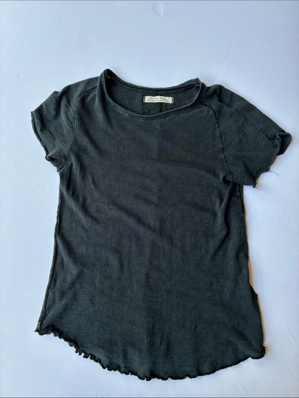 We The Free Black Be My Baby Short Sleeve Raw-Edge Tee